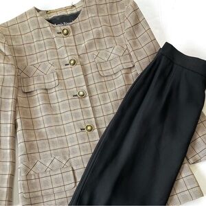 VTG Louis Feraud Houndstooth Blazer & Skirt Set, 8